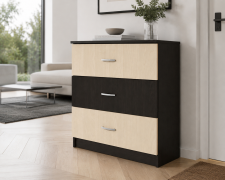 Comode - Comoda 3 Sertare, Wenge + Mesteacan