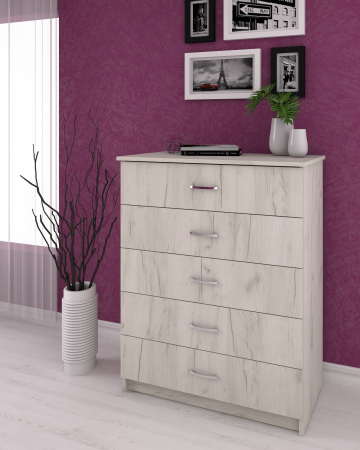 MOBILIER DORMITOR - Comoda 5 Sertare, 72x40x90 cm, Stejar K001