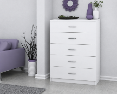 Comode - Comoda 5 sertare Ro Alb 72x40x90 cm