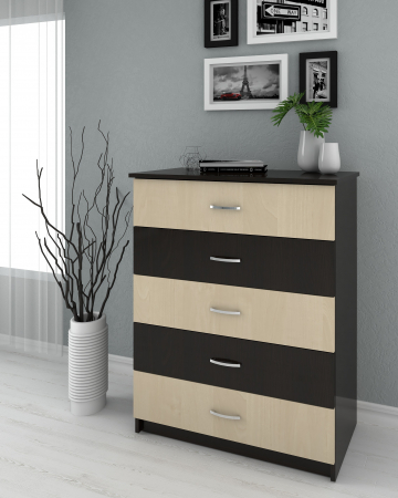 Comode - Comoda 5 Sertare Wenge + Mesteacan