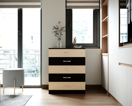 Comoda 5 Sertare Wenge + Mesteacan [3]