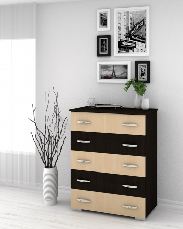 Comode - Comoda Alin 5 Sertare Wenge + Mesteacan