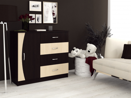 Comode - Comoda KF5 Ro, 101x44x90 cm, Wenge/Mesteacan