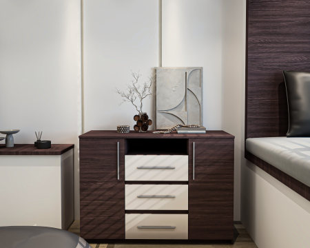 MOBILIER DORMITOR - Comoda Maya, 120x45x86 cm, Wenge/Acril Alb