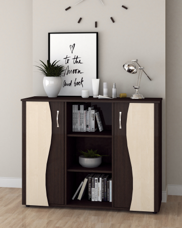 Comode - Comoda Tineret, 120x45x95 cm, Wenge+Mesteacan