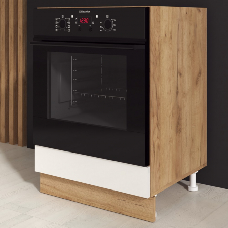 Mobila bucatarie - Corp inferior Chelsea, 60 Cuptor, Stejar K003+ Acril Alb