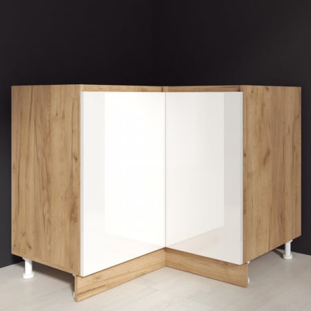 Mobila bucatarie - Corp inferior Chelsea Colt, Stejar K003 + Acril Alb