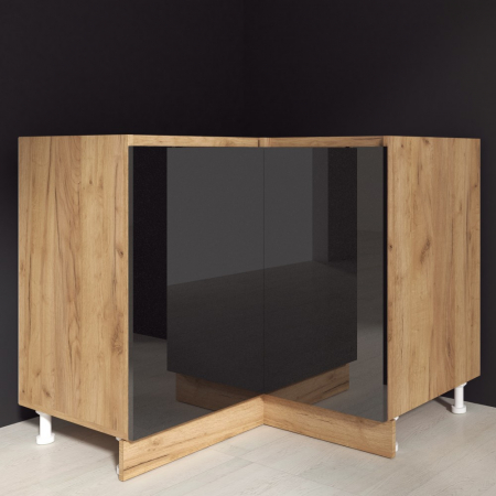 Mobila bucatarie - Corp inferior Chelsea Colt, Stejar K003 + Acril Antracit