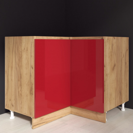 Mobila bucatarie - Corp inferior Chelsea Colt, Stejar K003 + Acril Rosu