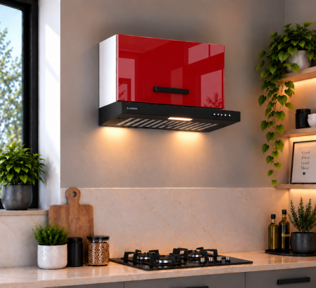 MOBILIER BUCATARIE - Corp superior bucatarie Daria, hota clasica, 60-1UO-H30, acril rosu