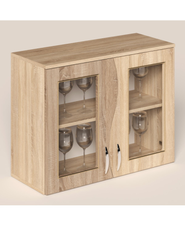 MOBILIER LIVING - Corp superior PAULA , 80 geam, sonoma / trufe