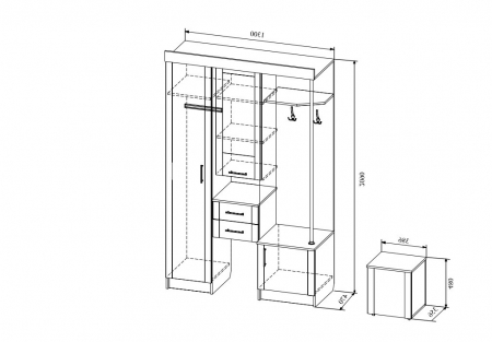 Cuier Elena 1,3 m Wenge+Mesteacan [1]