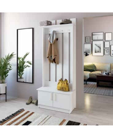 MIC MOBILIER - Cuier Yana, 80x37x200cm, Alb nimfa