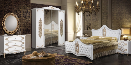 MOBILIER DORMITOR - Dormitor Iskushenie Alb+Auriu