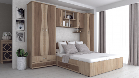 MOBILIER DORMITOR - Dormitor Tineret cu D2 - Sonoma/Trufe