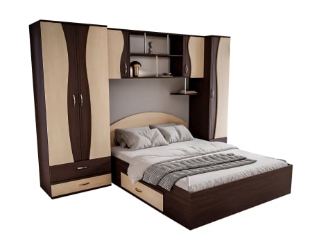 Dormitor Tineret cu D2 Wenge+Mesteacan [4]