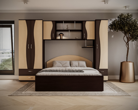 Dormitor Tineret cu D2 Wenge+Mesteacan [1]