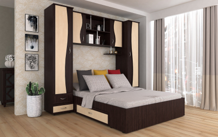 Dormitoare - Dormitor Tineret, Wenge+Mesteacan 227x51/205x200 cm
