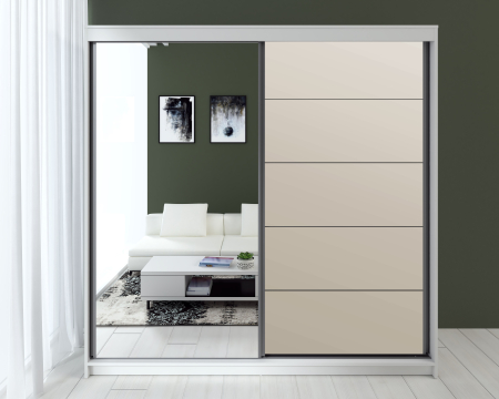 Dulapuri - Dressing Smart MDF Acril Cappuccino 180x60x200cm