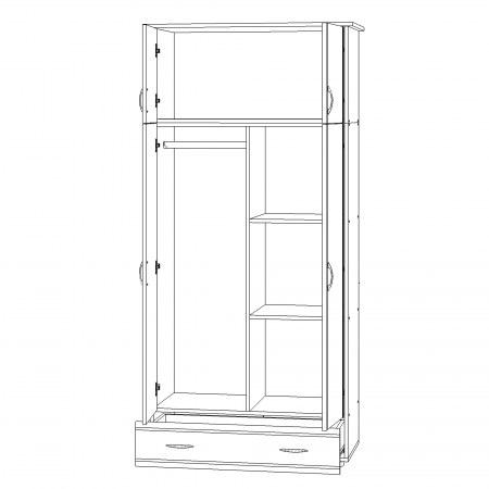 Dulap 2 Usi Soft, 95x51x203 cm, Sonoma [5]