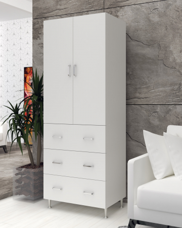 MOBILIER LIVING - Dulap, 2U-3S, 70x35x180 cm, Alb