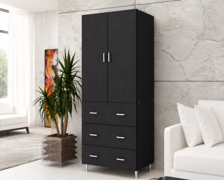 Dulapuri - Dulap 2Usi/3Sertare  Wenge 70x35x180 cm