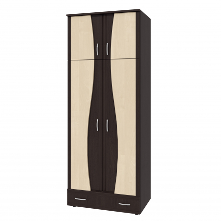 Dulap 2Usi S Despartitor, 198x90x50 cm Wenge+Mesteacan [4]