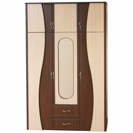 Dulapuri dormitor - Dulap 3Usi "S", 120x50x198 cm Wenge+Mesteacan