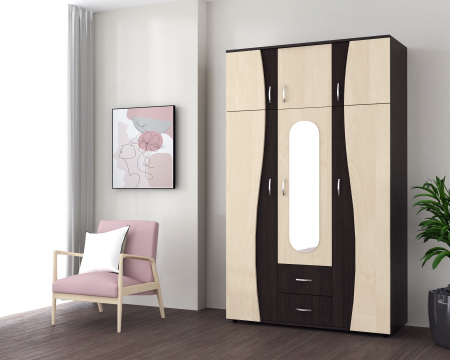Dulapuri - Dulap 3U "S" FS, 120x50x198cm wenge+mesteacan