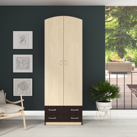 MOBILIER LIVING - Dulap-4 ( 2U+2S ) Ro, 74x54x212 cm Wenge+Mesteacan