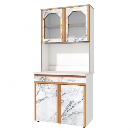 Dulap 90 Pal, Alb+Pietra Bianco 91x33/60x197 cm [2]