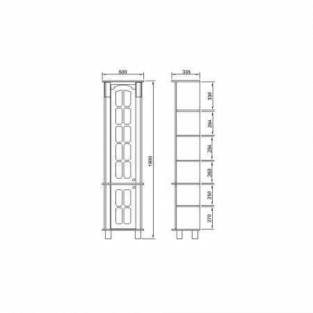 Dulap baie Versailles, 50x190x33cm, Aur [1]
