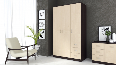 MOBILIER LIVING - Dulap Ionut,120x50x200 cm, Wenge+Mesteacan
