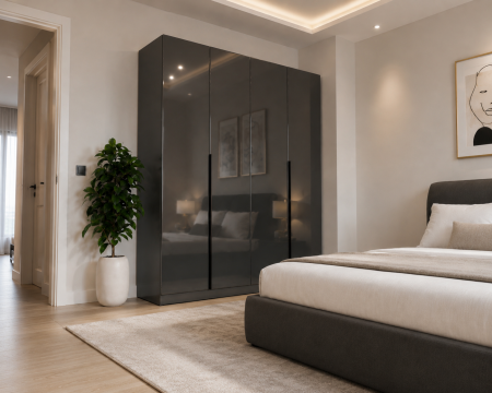 Dulapuri - Dulap Prestige 4 Usi Acril Antracit