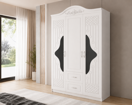 Dulapuri - Dulap ZQE 005 MDF 3Usi/2Sertare 150x50x200 cm