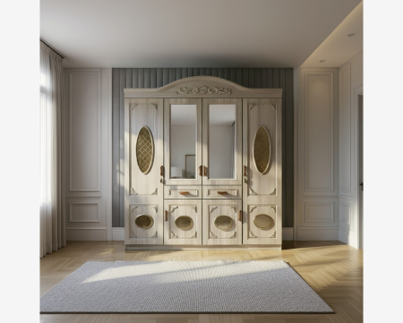 Dulapuri - Dulap ZQE 017 MDF 6 Usi 2 Sertare  200x215x52 cm