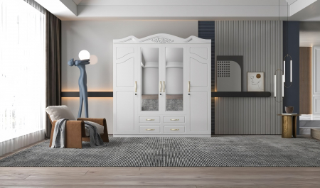 MOBILIER LIVING - Dulap ZQW-034 MDF - 4U/4S, 200x50x200 cm, Alb
