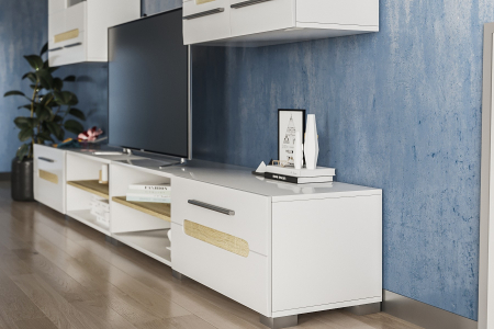 Living Bianca 280X44X200 cm Alb+Stejar Sonoma [1]