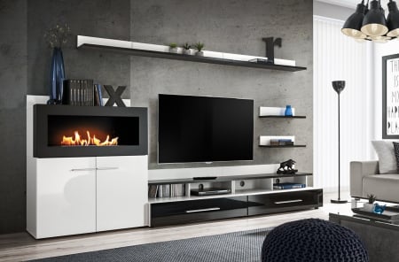MOBILIER LIVING - Living Camino Alb Lucios + Nergu Lucios, 290x45x160 cm