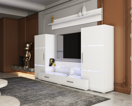 Living Domino 280x45x140 cm, MDF Alb Lucios [2]