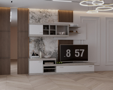 MOBILIER LIVING - Living Domino Gri+Alb