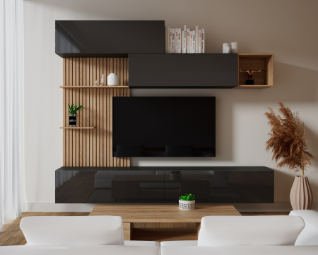 Living Set - Living Evora Acril Antracit 240x34x218cm