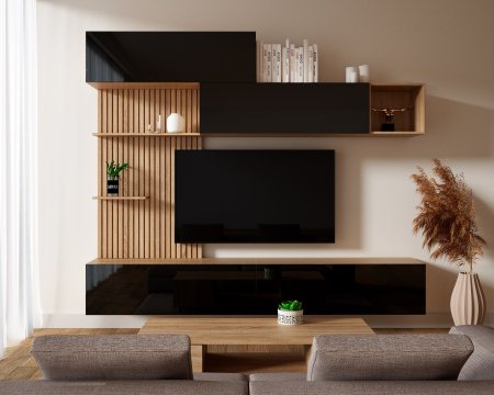 Living Set - Living Evora Acril Negru 240x34x218cm