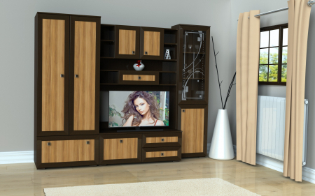 Living Set - Living Freddy, 250x51x200 cm, Wenge+Havana