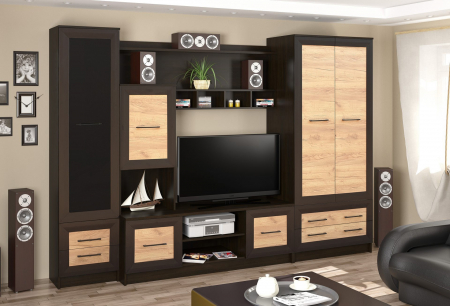 Living Set - Living Kaspiy, 300x52x210 cm, Wenge + K003