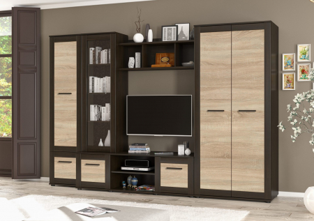 Living Set - Living Kongo, Wenge + Sonoma, 300x52x203 cm