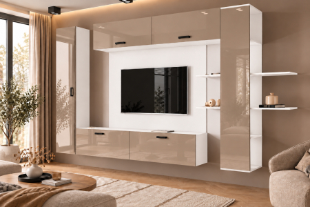 Living Set - Living MP1 Alb atlas + Acril antracit, Cappuccino