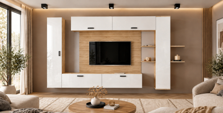 Living Set - Living MP1 Sonoma + Acril Alb, Antracit, Rosu, Negru, Cappuccino