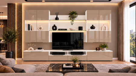 Living Set - Living MP2 Alb + Acril antracit, cappuccino