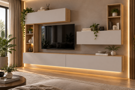 Living Set - Living MP4 Artisan + Antracit, Kasmir, Alb mat ARTISAN+KASMIR